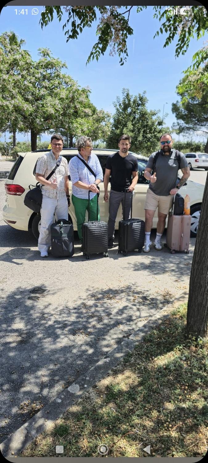 Happy clients with luggage